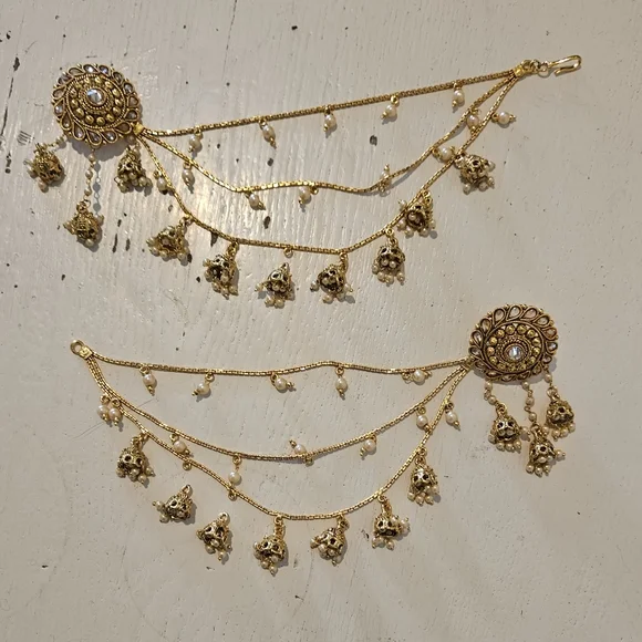 Large Lot, Indian Bollywood Style Gold Tone Bridal Jewelry Necklaces Earrings - Picture 12 of 12